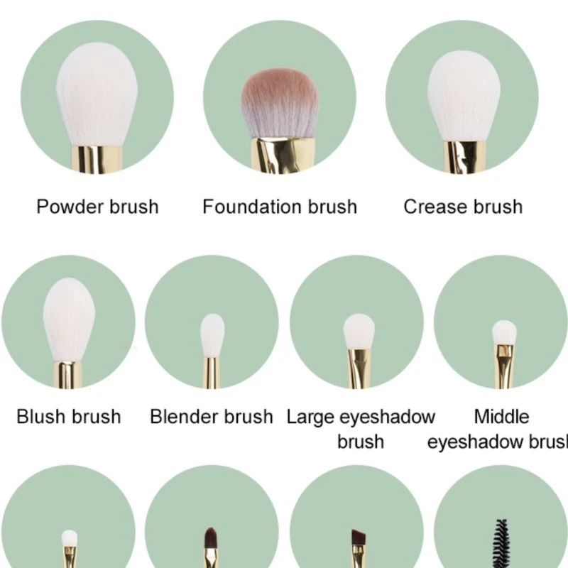 Professional 10Pcs Makeup Brush Set Soft Bristles Including Powder Brush Foundation Brush For Face Eyes And Beauty Tools