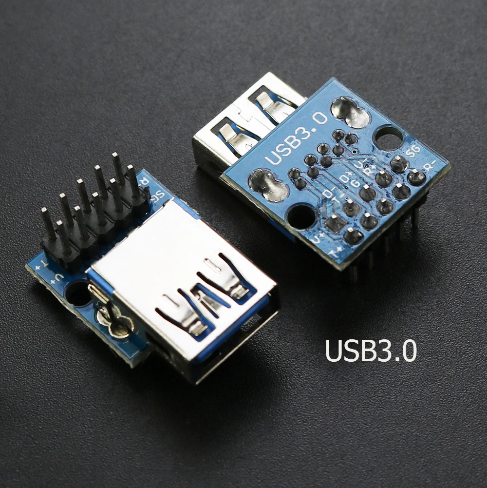 1Pcs USB3.0 Male Female Horizontal With Screw Fixing Hole USB with Pin Test Board Connector