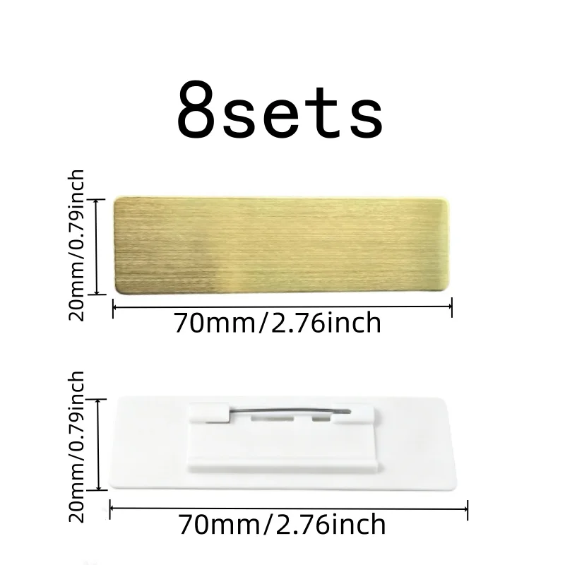8 pcs Gold ID Badge Holders, Metal Pin Backing for Student Name Tags, Gold Finish Surface great for Event Staff Badges