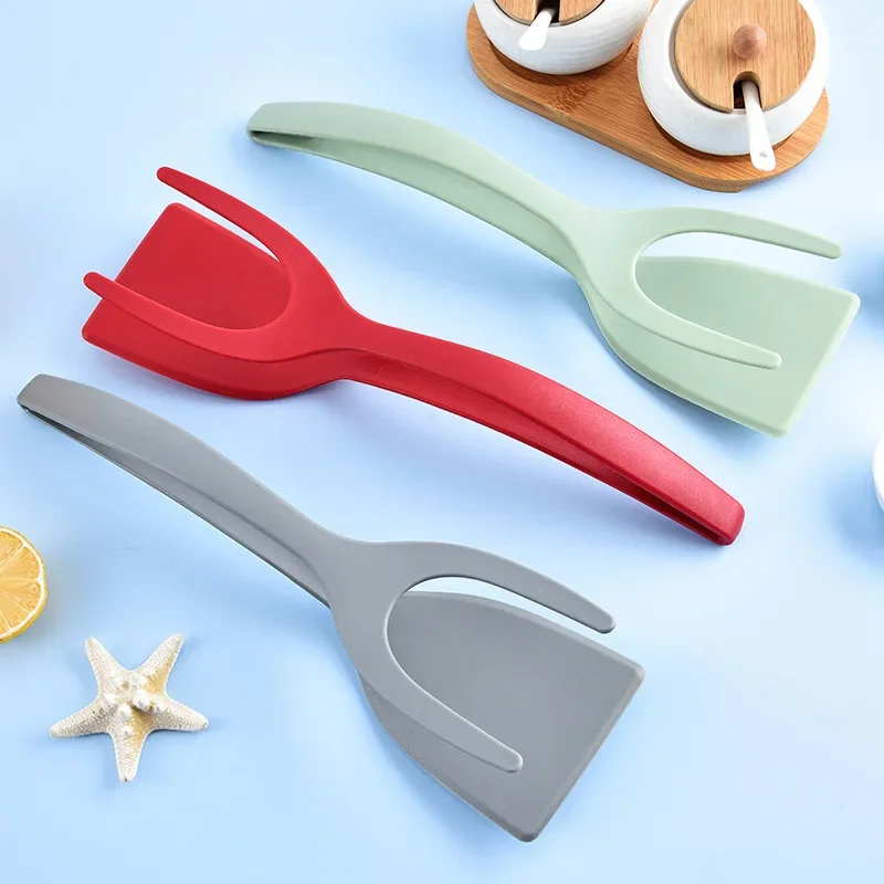 2-in-1 Beef Steak Frying Spatula Clip Nylon Food Clip Fried Egg Flipping Shovel Clip Baking Flipping Spatula Kitchen Gadgets