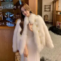 Fur Coat Women's Jacket New Plush Medium Length Coat, Loose Fitting Lady Winter Clothing