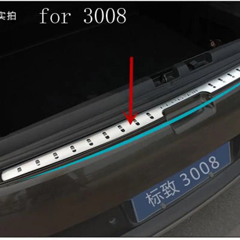 car-covers Stainless Steel Rear Bumper Protector Sill Trunk Tread Plate Trim For Peugeot 3008 2013-2019 Car styling