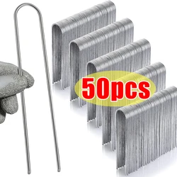 U-type Garden Staples Heavy-duty Fence Tubing Stakes Sod Pins Galvanized Landscape Spike for Holding Lawns Barrier Ground Nail