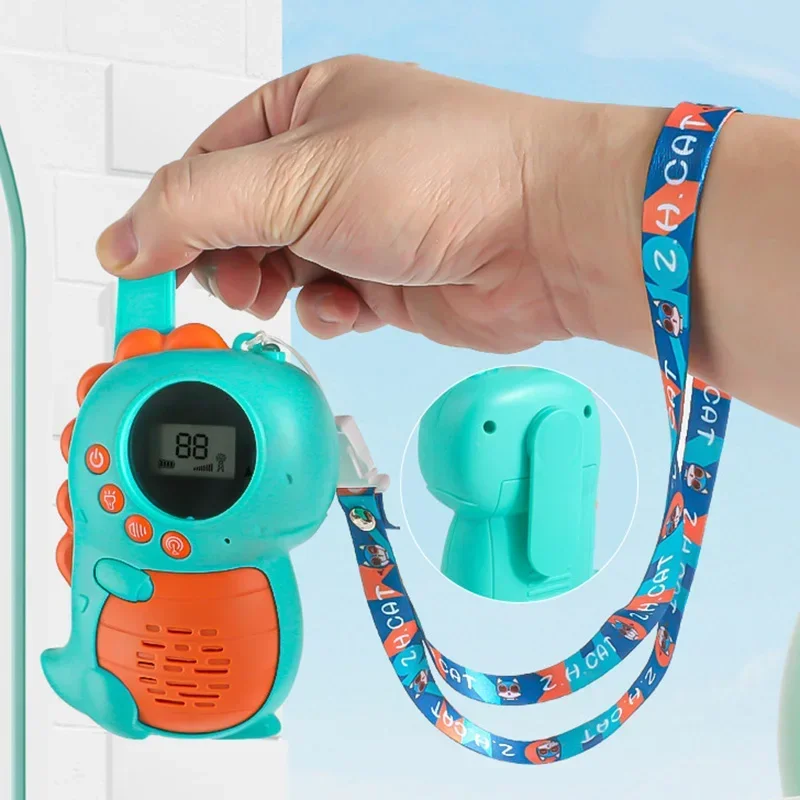 Cute Portable Walkie Talkie for Children, Brinquedo de dinossauro sem fio, Ao ar livre, Longo alcance, 3km, Interativo, Eletrônico, Presente para criança