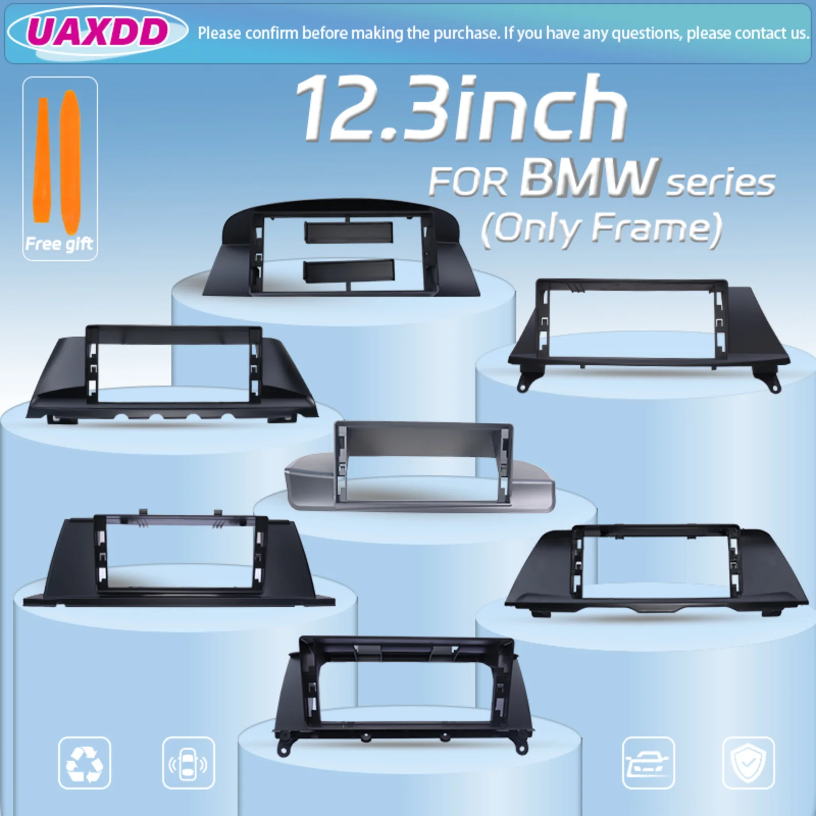 

2 DIN автомагнитола для BMW 2006-2019 серий 3, 5, 6, 7, X1, X3, X5, GT, E60, E81, E82, E87, 10.25/12.3 дюйма, Android, установочный комплект, центральная панель, рамка