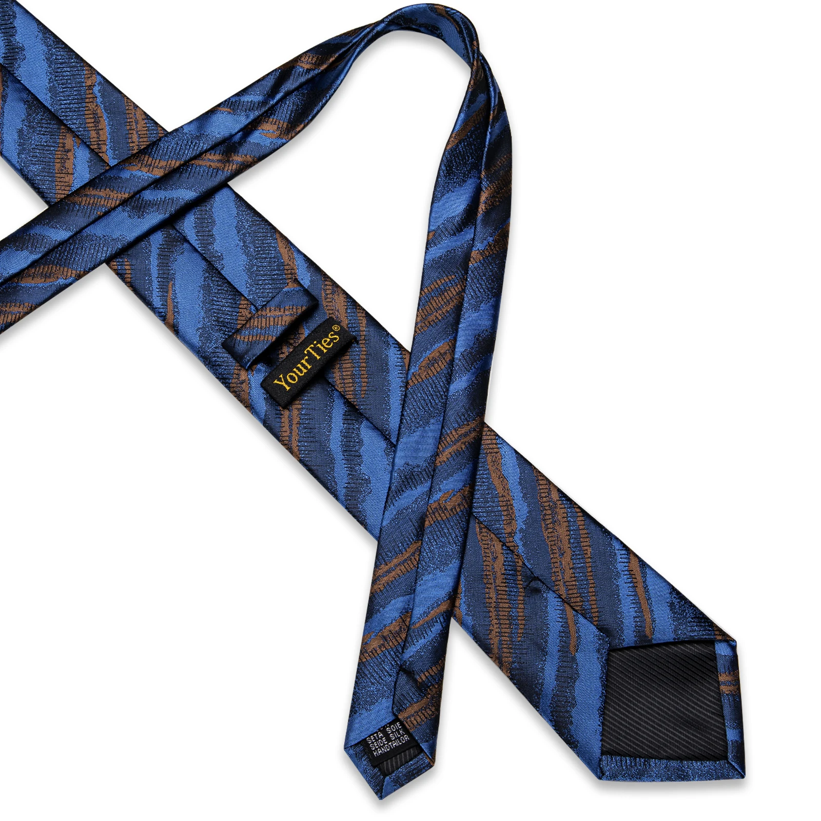 High Quailty Luxury Blue&Brown Striped Men\'s Tie Classic Necktie for Man Accessories suit for Wedding Party Business D-9031 Gift