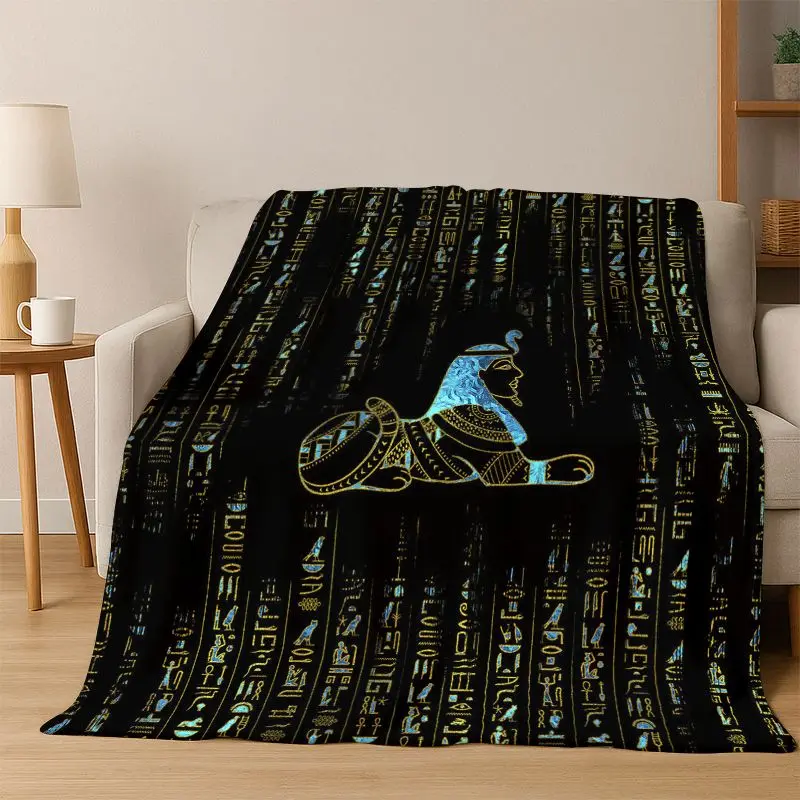Egyptian Mythological mural pictograph Flannel Blanket Soft Warm Blanket Throw Blanket for Bedroom Living Room Bed Travel Picnic