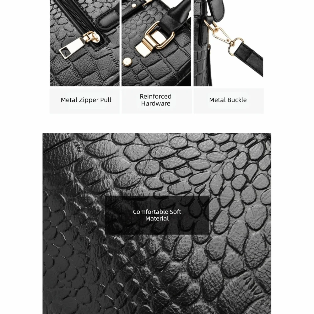 PU Leather Ladies Hand Bags Tassel Design Shoulder Strap Crocodile Pattern Handbag Handle Design Crocodile Pattern