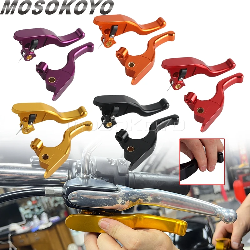 Motorcycle Brake Lever Clutch Levers Shorty 2-Finger Hand Control Lever For Harley Touring Tri Glide Freewheeler FLRT 2021-2024