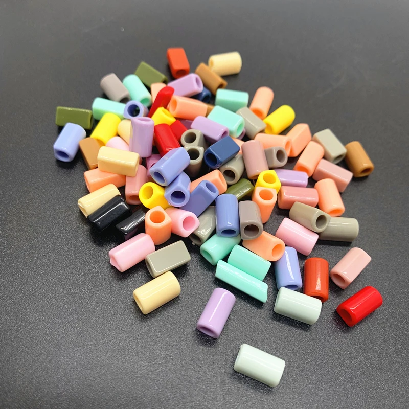 New 100pcs 9x5mm Cylindrical Flat hole beads Bracelet Accessories Children Gift Handcraft DIY Acrylic Beads Jewelry Hair beads