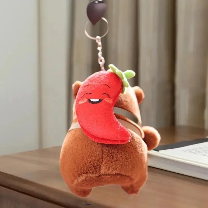 Porte-clés en peluche Capybara inspiré des fruits, poupée Animal en peluche, sac à dos, pendentif, accessoire de sac, cadeaux