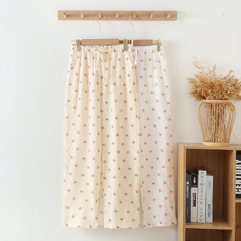 

Spring Women Sleep Shorts Cotton Crepe Pajamas Pants Printing Sleep Bottoms Sleep Wear Sleeping Womens Lounge Wear Sleepwear