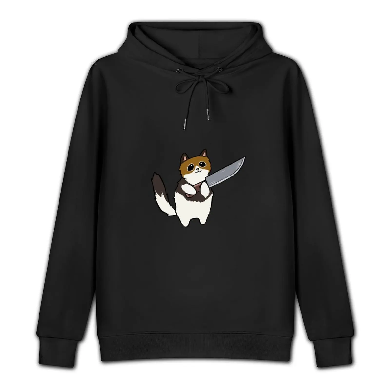 Cute Cat holding a Knife Pullover Hoodie winter clothes men wear men clothing men's autumn clothes hoodie streetwear