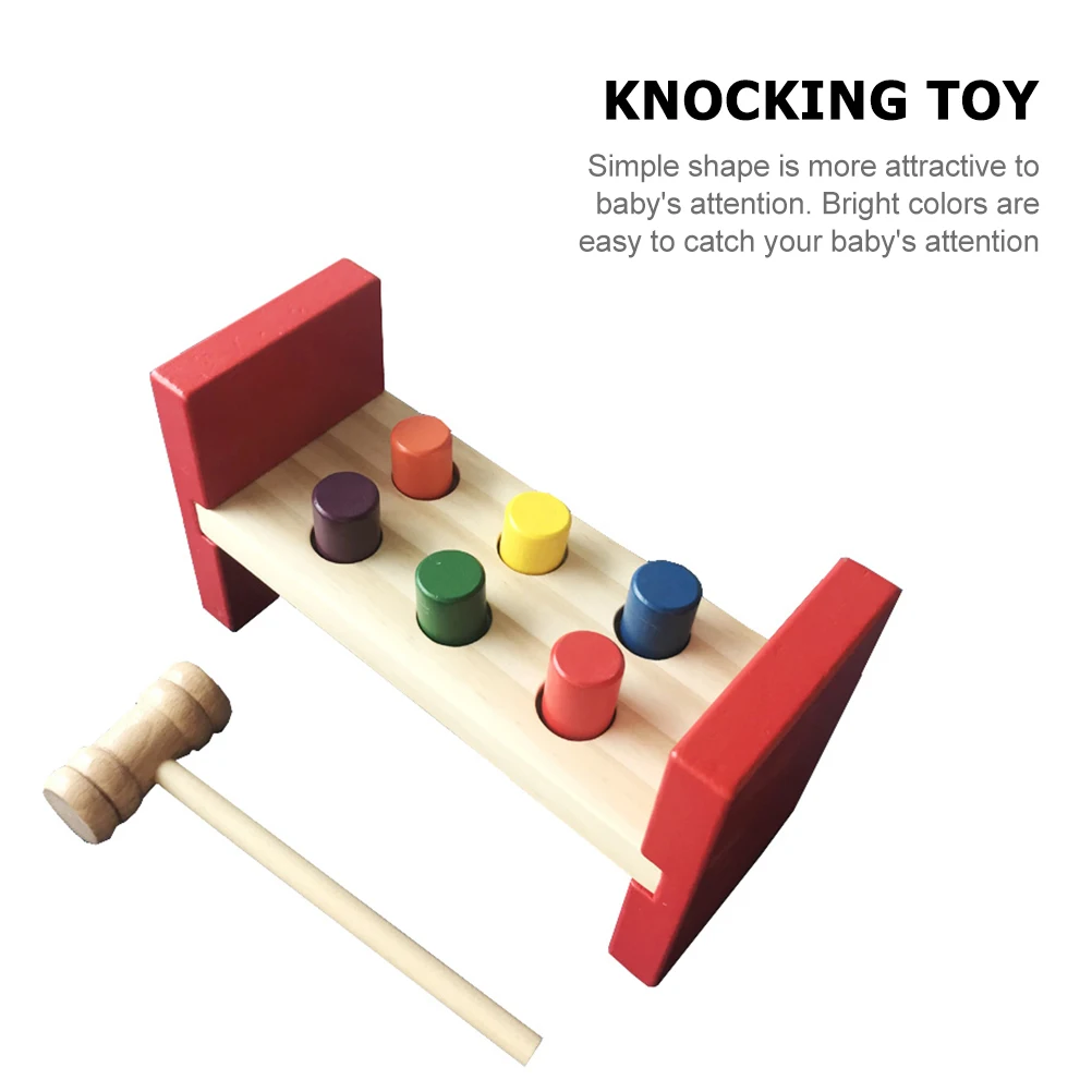 

Wooden Whack Hammering Plaything Pounding Educational Toy Bright Colors Baby Learning Game H Eye Coordination Wooden Hammer Toy