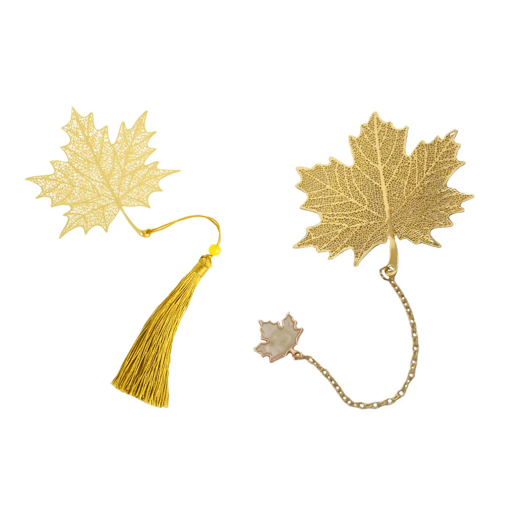 

2Pcs Maple Leaf Brass Bookmarks Hollow-Out Metal Page-Markers Premium Reading Accessories Decorative Book Marker Gift for Women