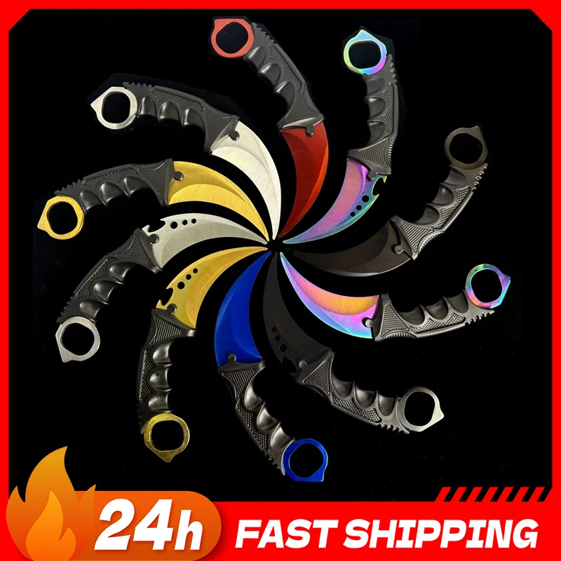 10 стилей металлических моделей карамбита CS с пластиковыми ножнами, игровые аксессуары, красочные ножи-когти, реквизит для тренировок на открытом воздухе, безопасные игрушки для мальчиков