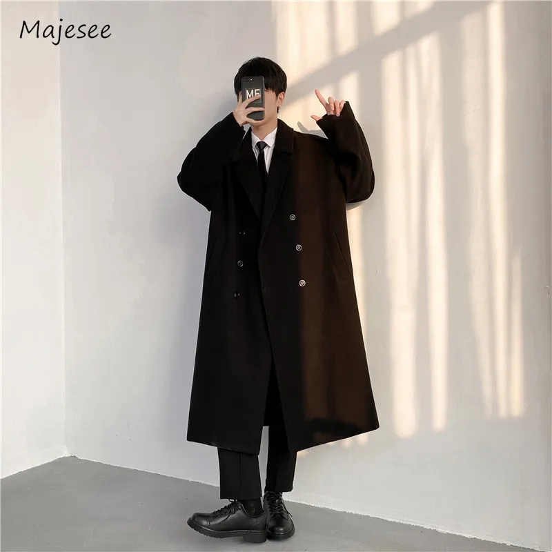 

Trench Men Korean Commuting Style High Street Stylish Males Overcoats All-match Handsome Youthful Popular Long Sleeve Autumn New
