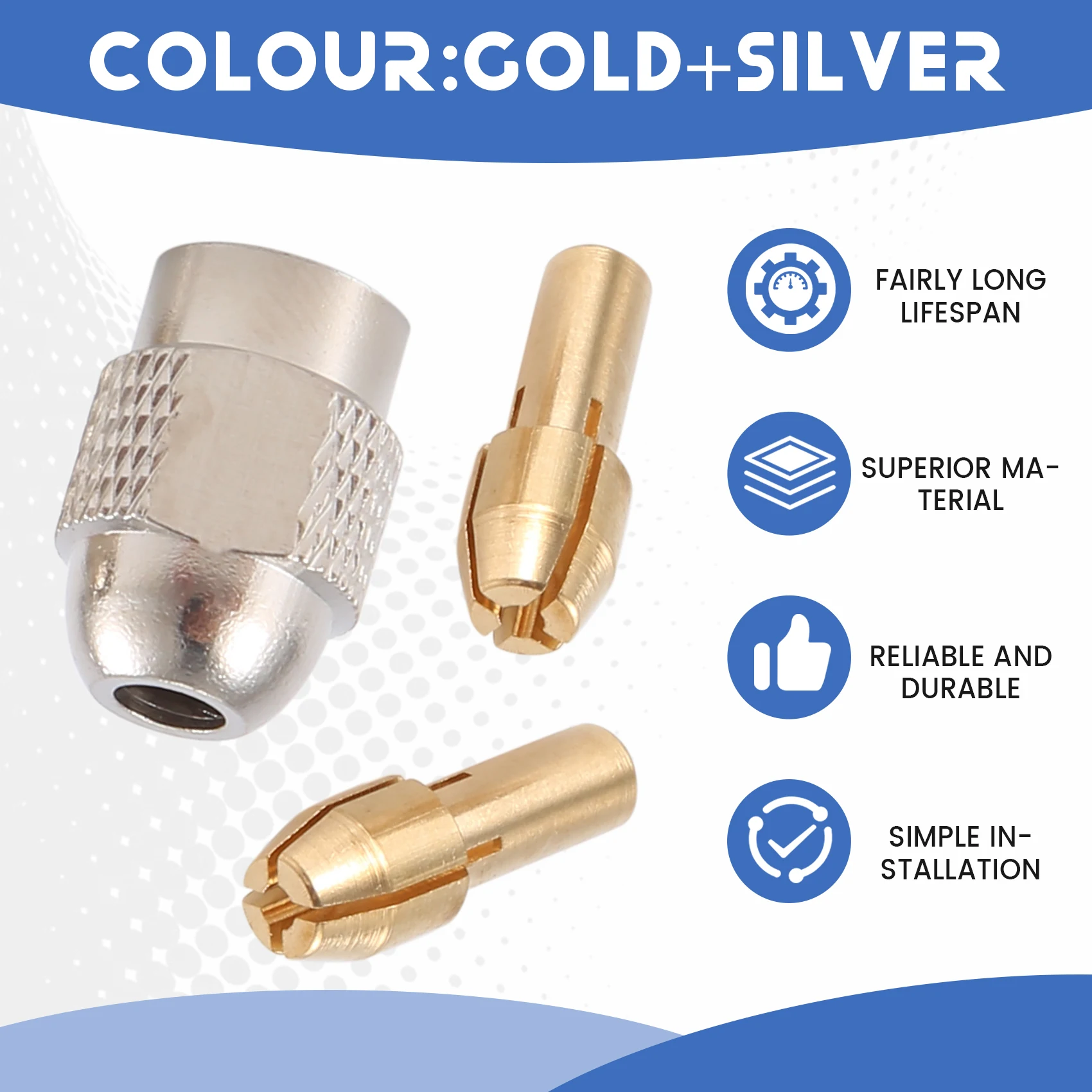 A23T 10Pcs Brass Collet Set for Dremel Rotary Tool, 4485 Quick Change Collet for Nut Replacement, 1/8 3/32 1/16 1/32 Inch, for