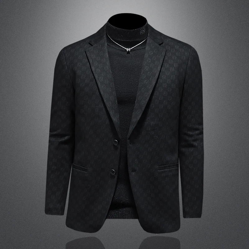 

Autumn Winter Single Breasted Men's Blazer Luxury Solid Color White Duck Down Male Warm Down Jackets Fashion Overcoats