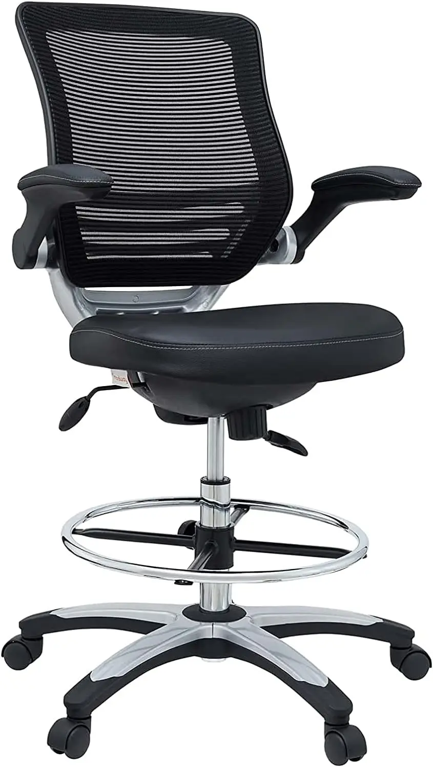 Edge Drafting Chair - Reception Desk Chair - Flip-Up Arm Drafting Chair in Black