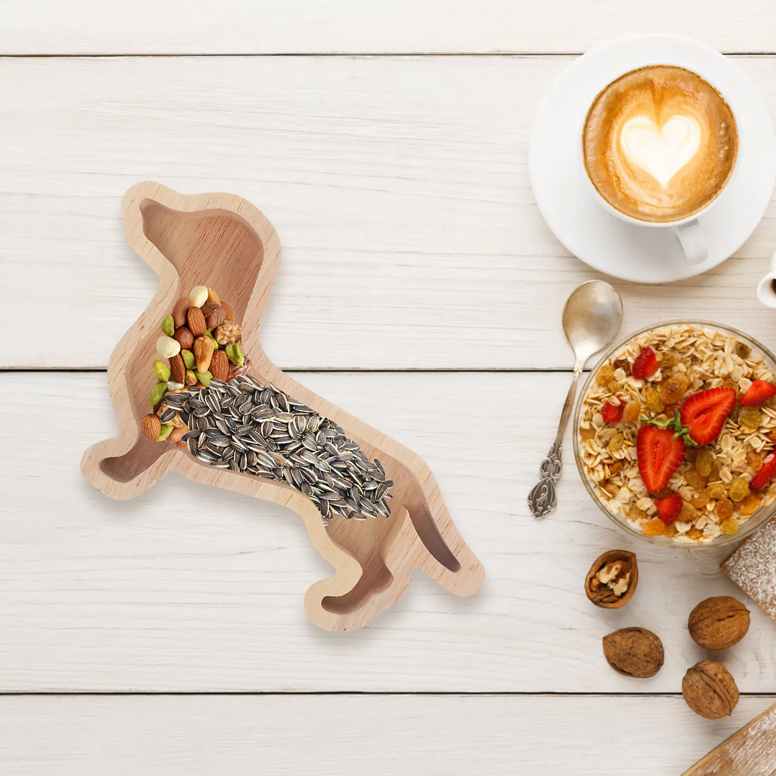 

Wooden Christmas Dachshund Dog Shaped Tray Fruit Snack Serving Plate Dessert Appetizer Dish Xmas Party Restaurant Home