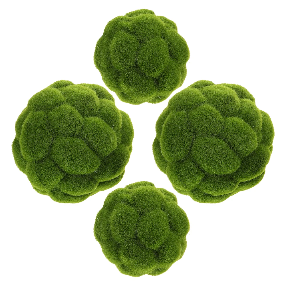 

4pcs Moss Ball Decorative Plants Green Simulated Green Plants Display Wedding Covered Faux Planters Spheres Indoor