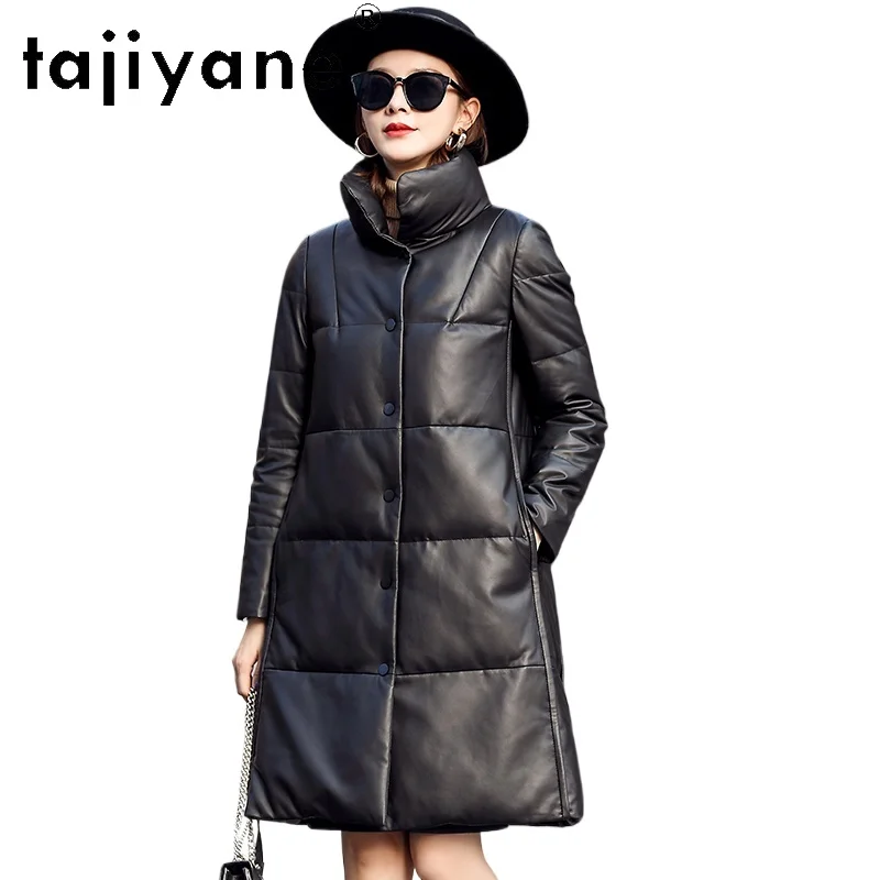 TAJIYANE Real Leather Puffer Jacket Women 100% Sheepskin Stand Collar Down Coat Winter Outerwears Woman Clothing 2025 дубленка