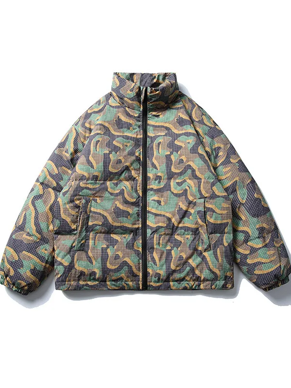 

American Sle Workwear Jaet Retro Cool Streetwear Casual Urban Youth Polyester Filled Long Sve Zipper Closure ort Coat