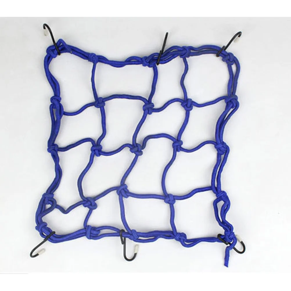 

Motorcycle Holder Net 30x30cm Stretchy Polyester Mesh Bungee Cargo Organizer 6 Metal Hooks Secure Storage for Scooter
