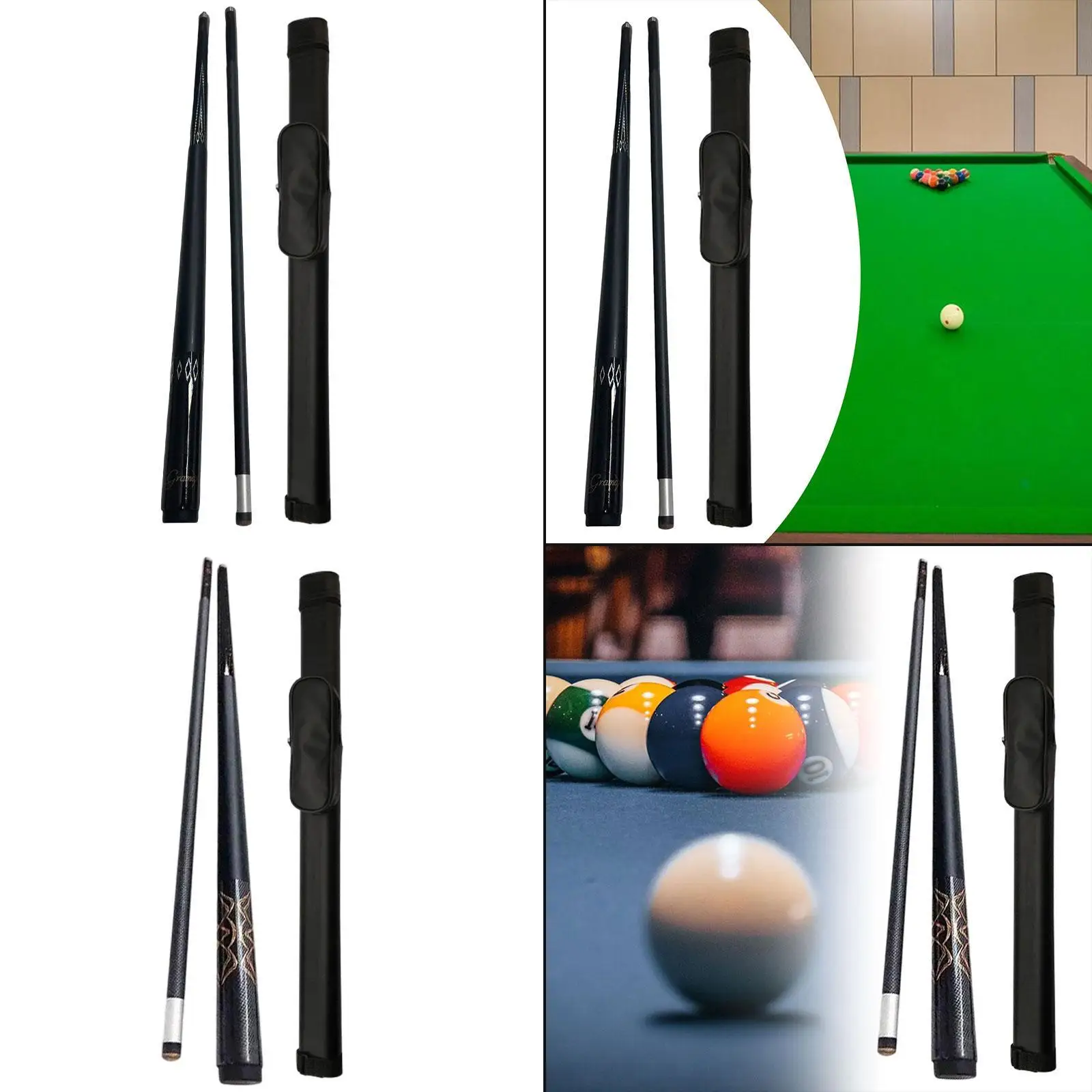 

1/2 Pool Cue Supplies Portable Stylish Ergonomic Carbon Fiber Billiard Stick for Billiard Players Sports Men Adults Traveling
