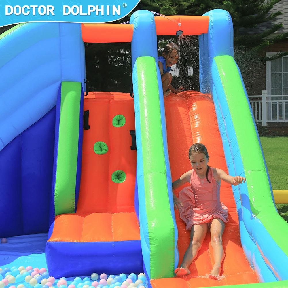 Two slides Inflatable children\'s jump castle jump swimming pool diving bed slides children\'s playground