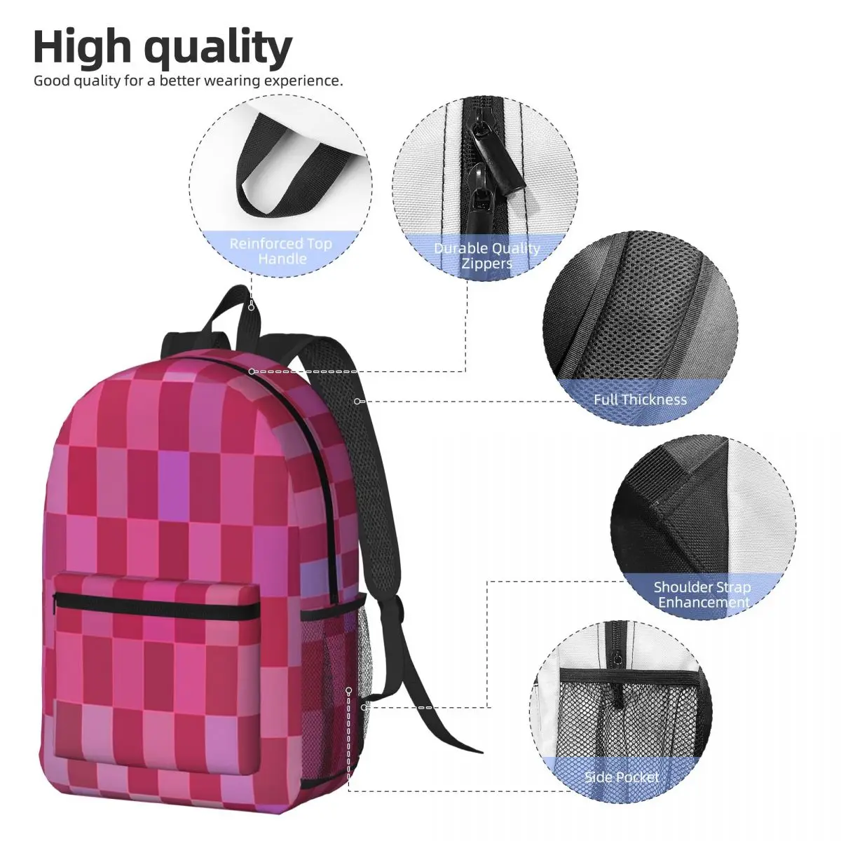 Crazy Checkers Backpack Daypack Large Capacity Boys Girls BookBag School Bag Shoulder Bags for Men Women