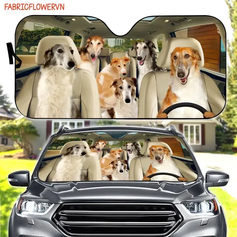 Borzoi Car Sunshade, Borzoi Car Decoration, Borzoi Windshield, Dog Lovers, Dog Car Sunshade, Gift For Mom, Gift For Dad