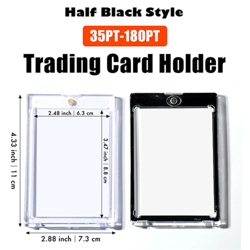 25Pcs Pack 35PT-130PT Half Black Color Trading Card Magnetic Holders, UV Protect Case For Sports Game Cards