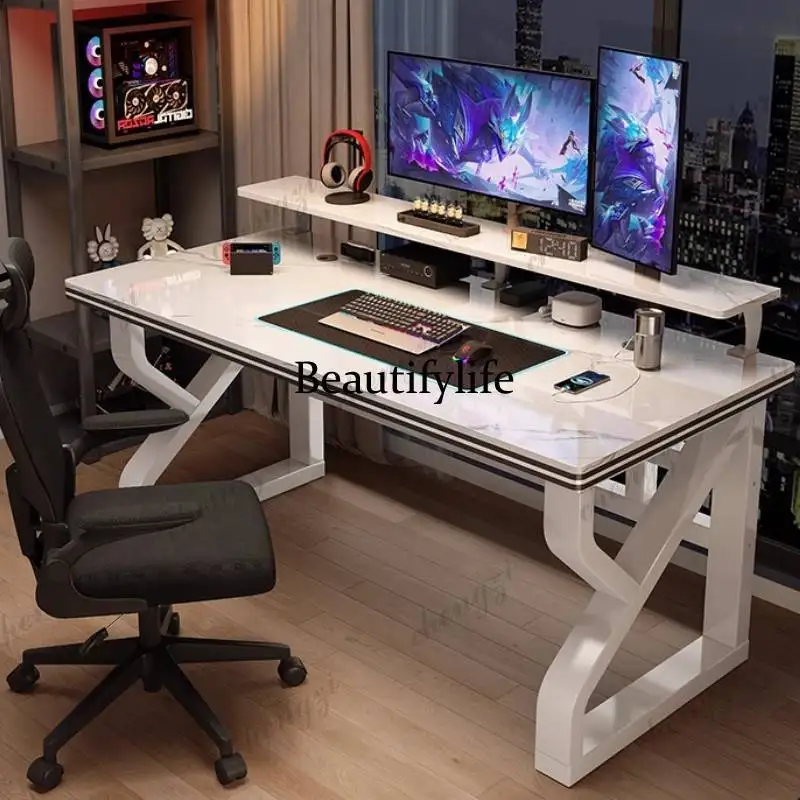 

Modern Metal Shelf Computer Desks Elegant Design Bedroom Notebook Gaming Desk Reading Wooden Mesa Ordenador Office Furniture