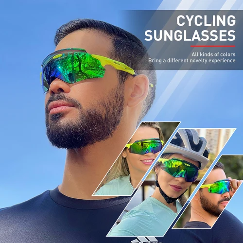 Imagen 2 del producto Scvcn, gafas de ciclismo para hombre, gafas de sol para correr para deportes al aire libre, gafas para mujer MTB, gafas para bicicleta, gafas para montar en carretera, pesca, senderismo