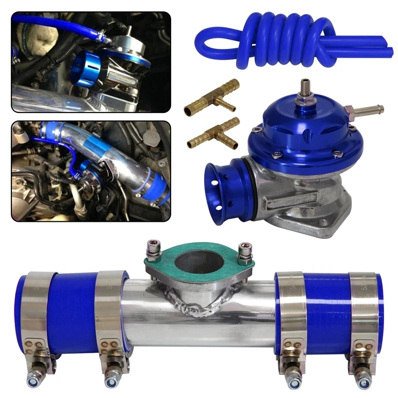 

30PSI Type-RS Blow Off Valve BOV +2" 51mm Flange Pipe Adapter Silicone hose kit Black / Blue / Red