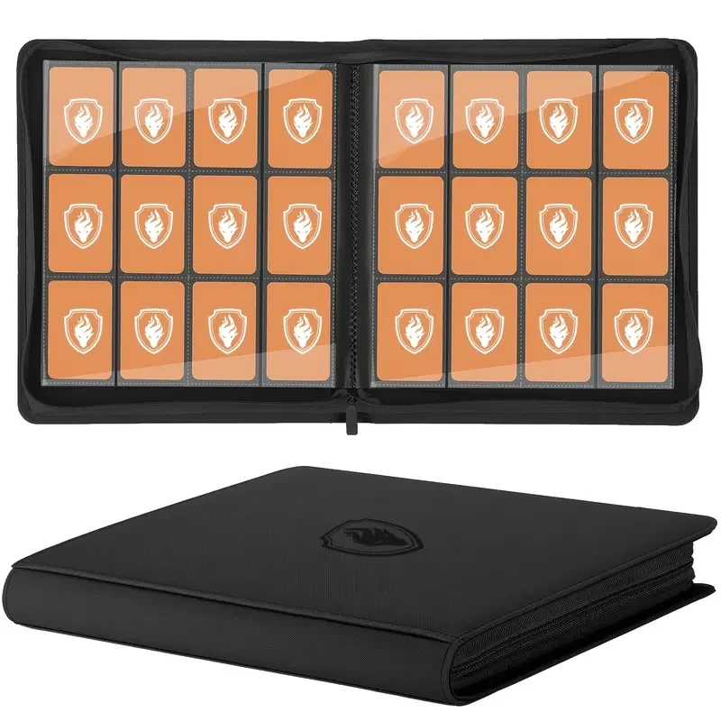 Premium Zip Card Binder 12 Pocket, 480 Pockets Trading Card Binder, PU Zipper Card Collection Album
