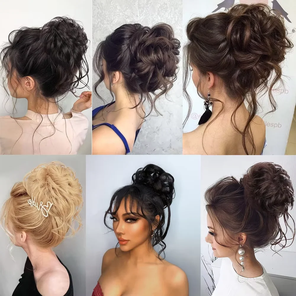 10 بوصة مشبك شعر الاصطناعية فوضوي مجعد فو كعكة مشبك شعر Tousled أوبدو كعكة الشعر مخلب ملحقات Chignon هيربيسي للنساء #6