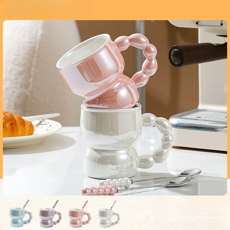 

Роскошная кружка в скандинавском стиле, минималистичная ручка из сахарной тыквы, кофейная чашка, белый фарфоровый чайный сервиз