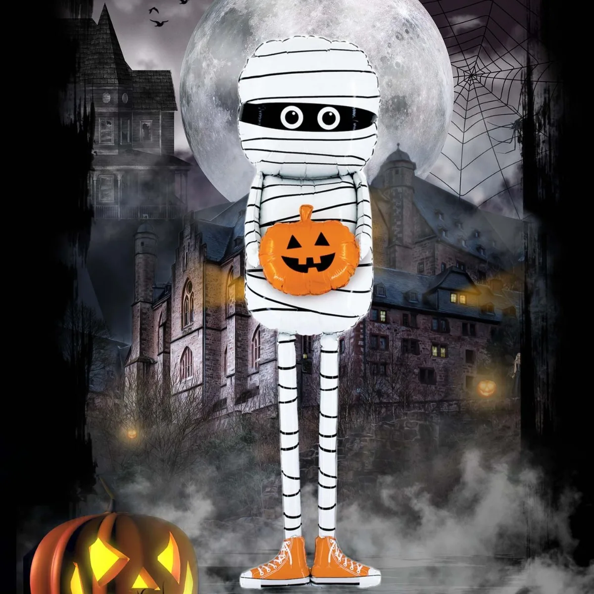 【セール中】1個の巨大なハロウィンミイラ風船、ハロウィンパーティー用屋内インフレータブル巨大ゴースト、ハロウィンホイル風船パーティー用品