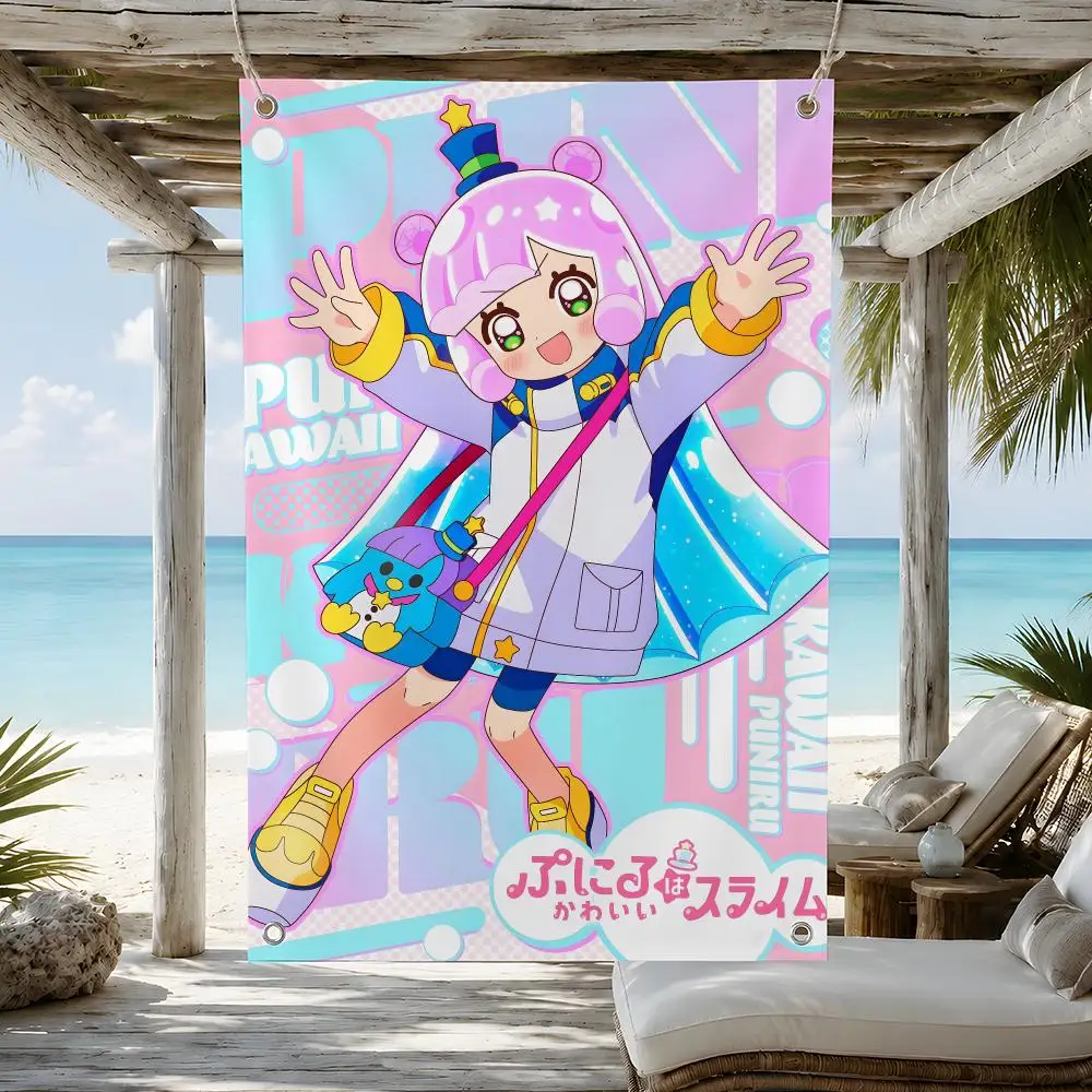 Anime Comedy Puniru Is a Cute Slime Flags Supporter Flag Banner for Bedroom Dorm Wall Garden Yard Porch Patio Home Party Decor