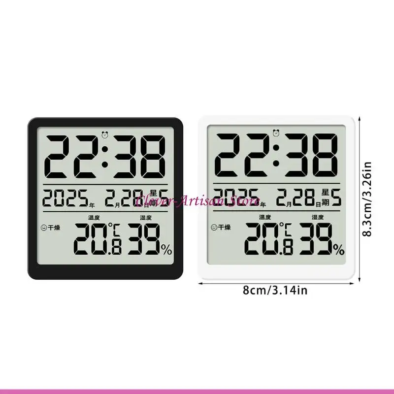 Reloj escritorio pared LCD e06b con pantalla humedad temperatura fecha