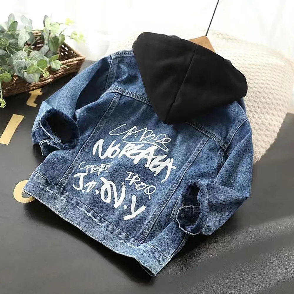 Denim Jacket For Boys Fashion Coats Children Clothing Autumn Baby Girls Clothes Outerwear Letter Jean Jackets Coat