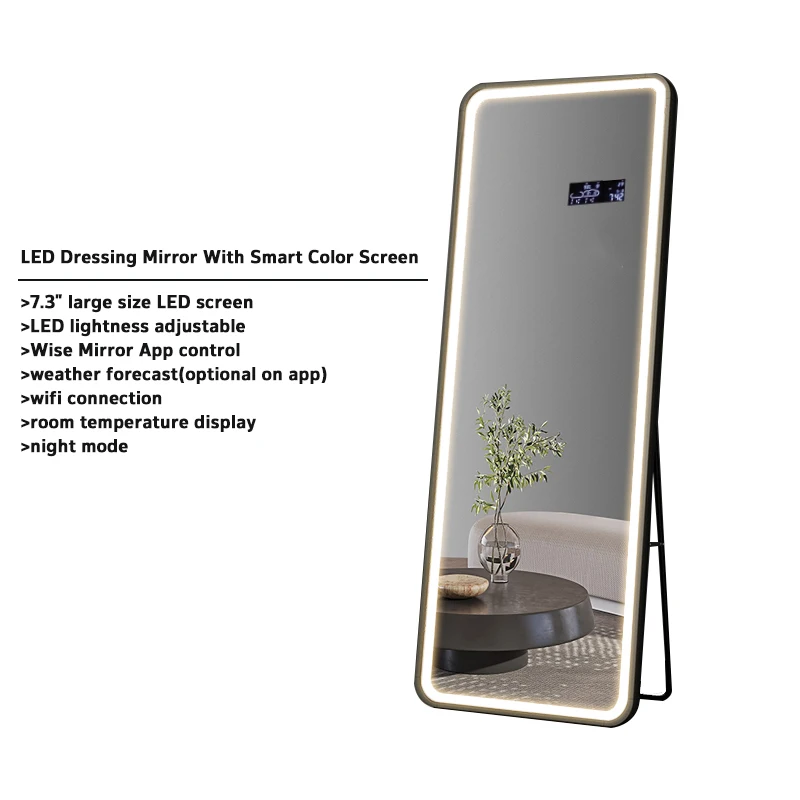 custom.YUSON YS57141E LED Full Body Length Weather Display Floor Standing Aluminium Framed Dressing Mirror LED Mirror