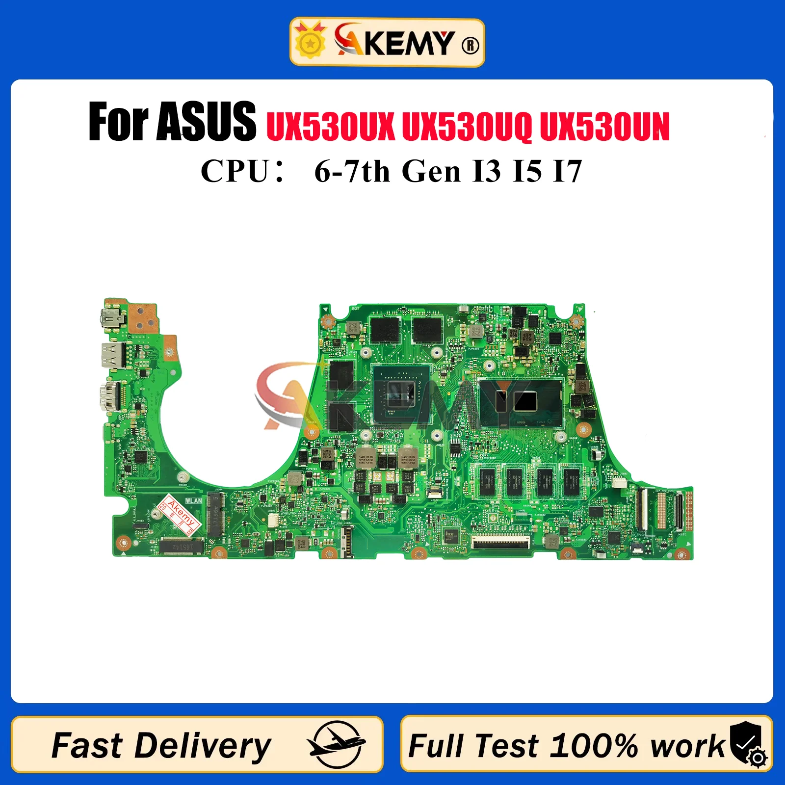 

UX530UQ Материнская плата для ноутбука ASUS ZenBook UX530U U5100U RX530U BX530U UX530UX UX530UQ UX530UN UX530UR Материнская плата I3 I5 I7 CPU