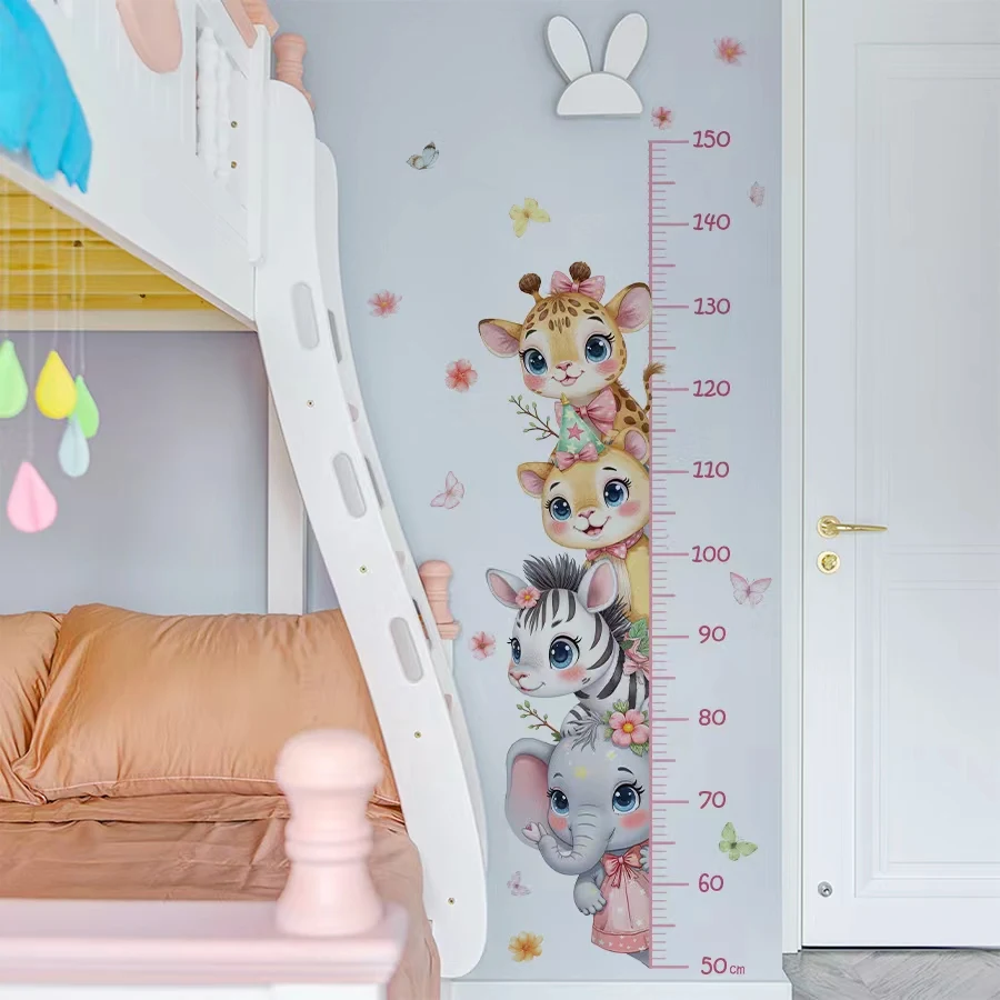 1pc Animal Height Measurement Chart Wall Painting,PVC Wall Sticker,Self-adhesive Removable Wall Art Decal, Wall Decoration
