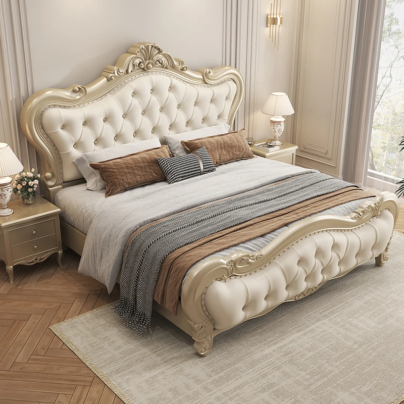 

Wooden King Size Double Bed Nordic European Style American Double Bed Princess Modern Letto Matrimoniale Bedroom Furniture