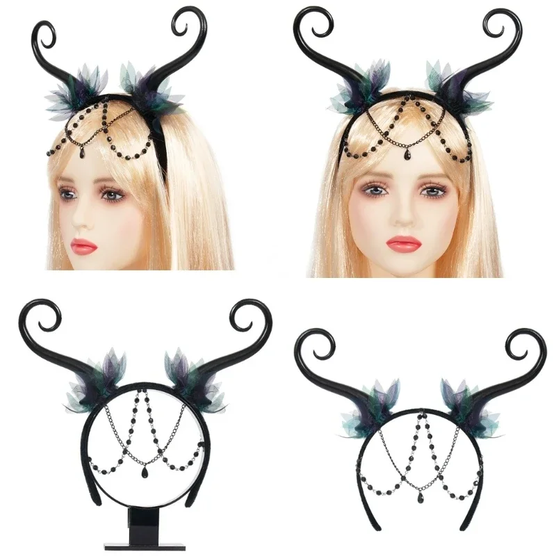 

Witch Costume Hair Hoop Gothic Dark y Hair Styling for Live Show Headbands Gothic Carnivals