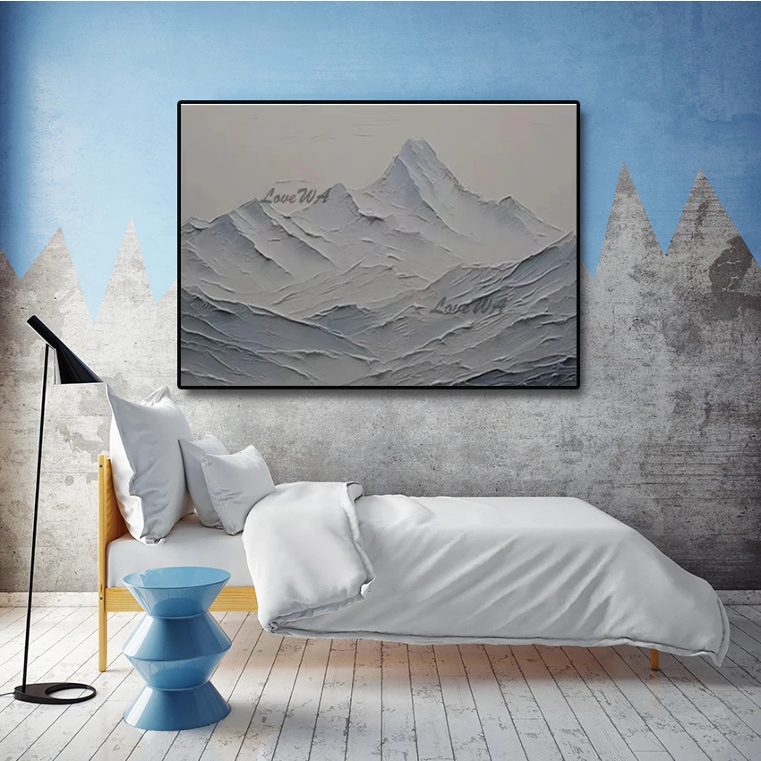 

Картина с ножом, абстрактная гора с тяжелой текстурой, картина маслом, домашнее украшение на холсте, настенная картина, без рамы